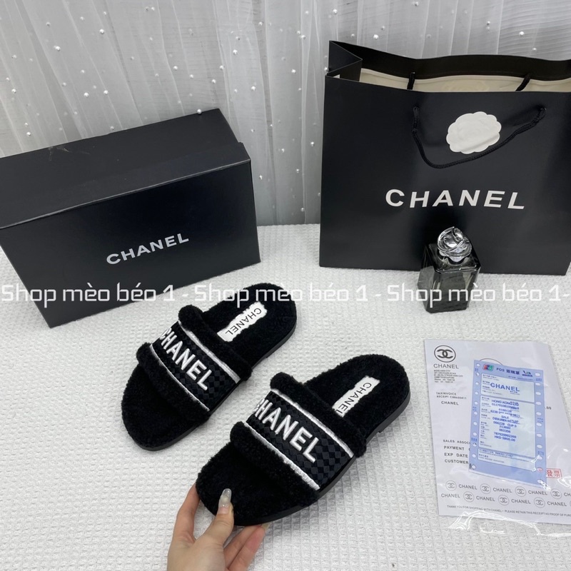 Dép lông cn quai ngang chữ thêu thổ cẩm fullbox