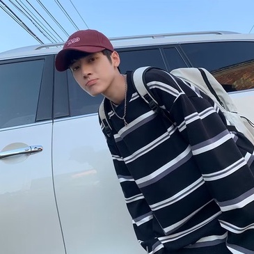 Áo Thun Nam Dài Tay Cổ Tròn Sọc Ngang Thời Trang