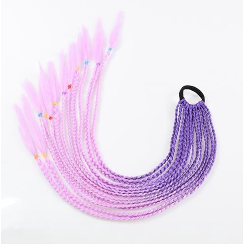 Colorful Long Braids for Kids Girl Afro Ponytail Hair Band Pigtail Braided Hair Extension