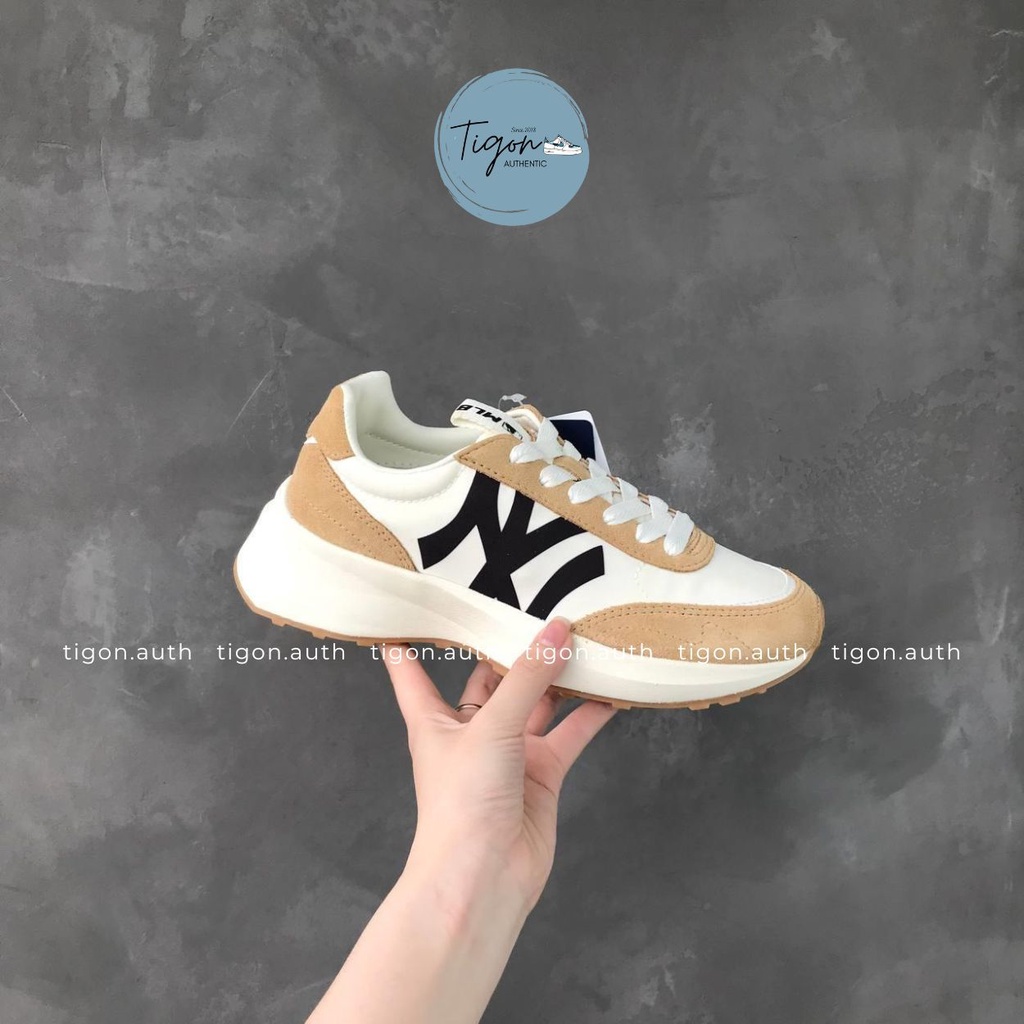 Giày thể thao nữ MLB Chunky Jogger New York Yankees Beige,  Giày thể thao trắng chính hãng MLB