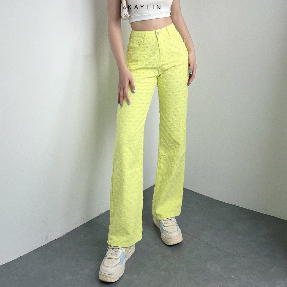 Quần jean nữ dáng suông xù nổi phong cách KAYLIN - N1767