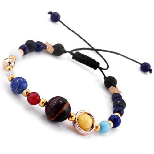 [Featured] Vòng Tay Chuỗi Hạt Đá Tự Nhiên Hệ Mặt Trời Galaxy Tám Hành Tinh Thời Trang Cho Nam Và Nữ / Yoga Chakra May Mắn