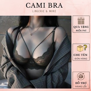 Bộ đồ lót ren có gọng dây chéo ngực gợi cảm không đệm thoáng mát cho hè nóng nưc A17