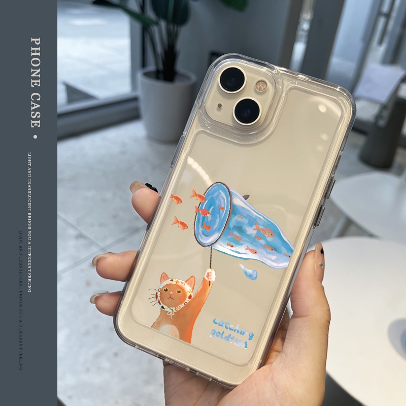 Ốp Điện Thoại DecoPhone Acrylic tpu acrylic Trong Suốt Hình Mèo Cho iphone 6s 7 8 plus x xs xr 11 12 13 14 15 max pro