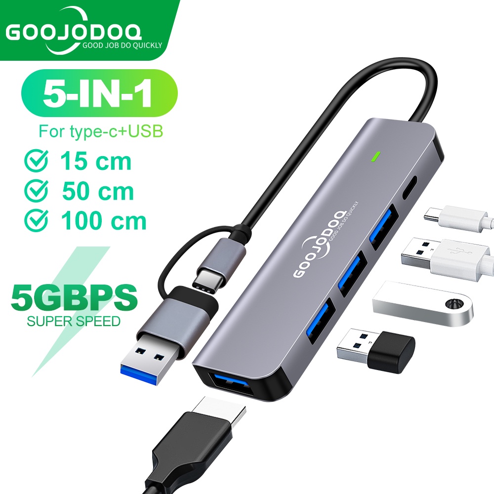 Hub USB 3.0 GOOJODOQ Type C sang HDMI 5 trong 1 mở rộng kết nối thích hợp cho PC/ laptop/ điện thoại/ Macbook