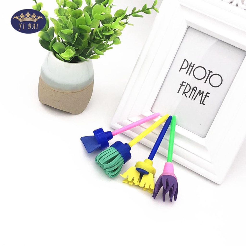 Bộ 4 Bút Mút Xốp Hình Hoa Màu Sắc Ngẫu Nhiên Dùng Vẽ Tranh Cho Trẻ Em