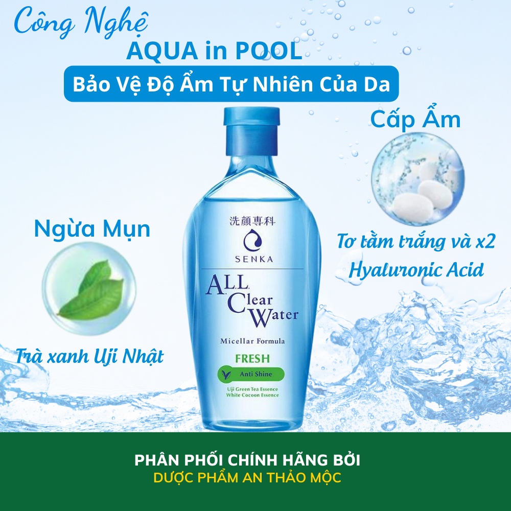 Nước tẩy trang Senka All Clear Water Fresh Anti Shine làm sạch bụi bẩn cặn trang điểm giảm bóng nhờn ngừa mụn230ml.15288