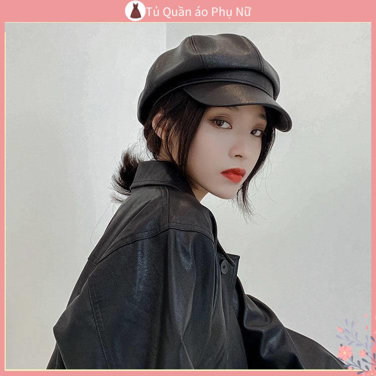 Mu Len Pha C Ch Th i Trang Influencer Mũ Beret Da pu Thu Đông Phiên Bản Hàn Quốc Nhật Bản Cổ Điển Hợp Thời Trang Cho Nữ