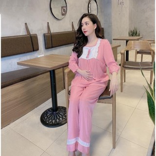 Bộ Đồ Bầu Và Sau Sinh Dài Tay Larosa Chất Đũi Lụa Cao Cấp, Có Khoá Kéo Cho Con Bú Cực Kỳ Xinh LAV666