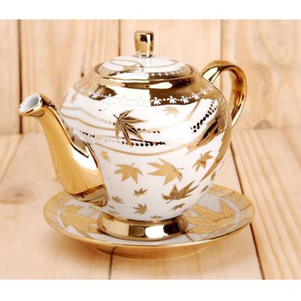 [SANG XỊN ] Bộ ấm chén uống trà 6 tách kèm 7 dĩa sang trọng hoa văn nhũ vàng hoàng gia cao cấp bộ ấm trà dùng | BigBuy360 - bigbuy360.vn