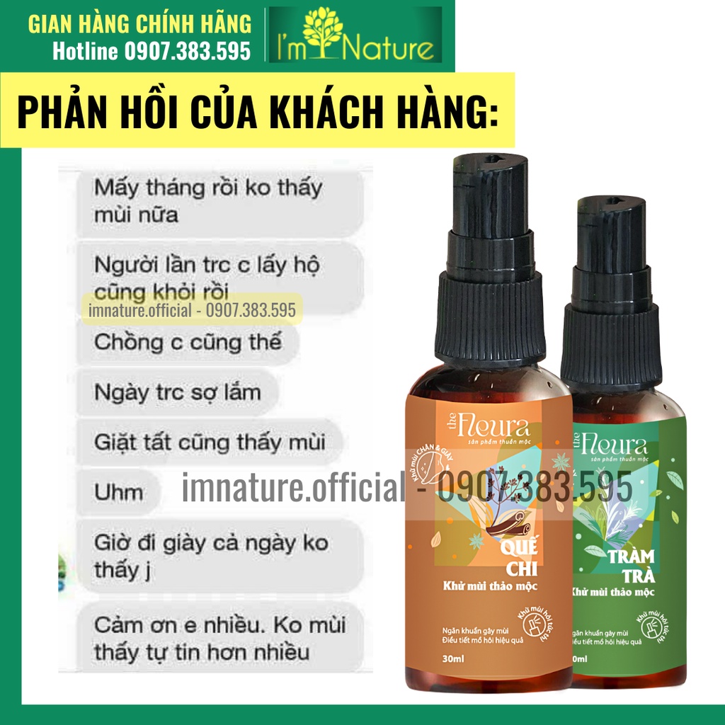 Xịt Hôi Chân Quế Chi - Tràm Trà - Khử Mùi &amp; Ngăn Mồ Hôi Hiệu Quả The FleurA Handmade 30ml
