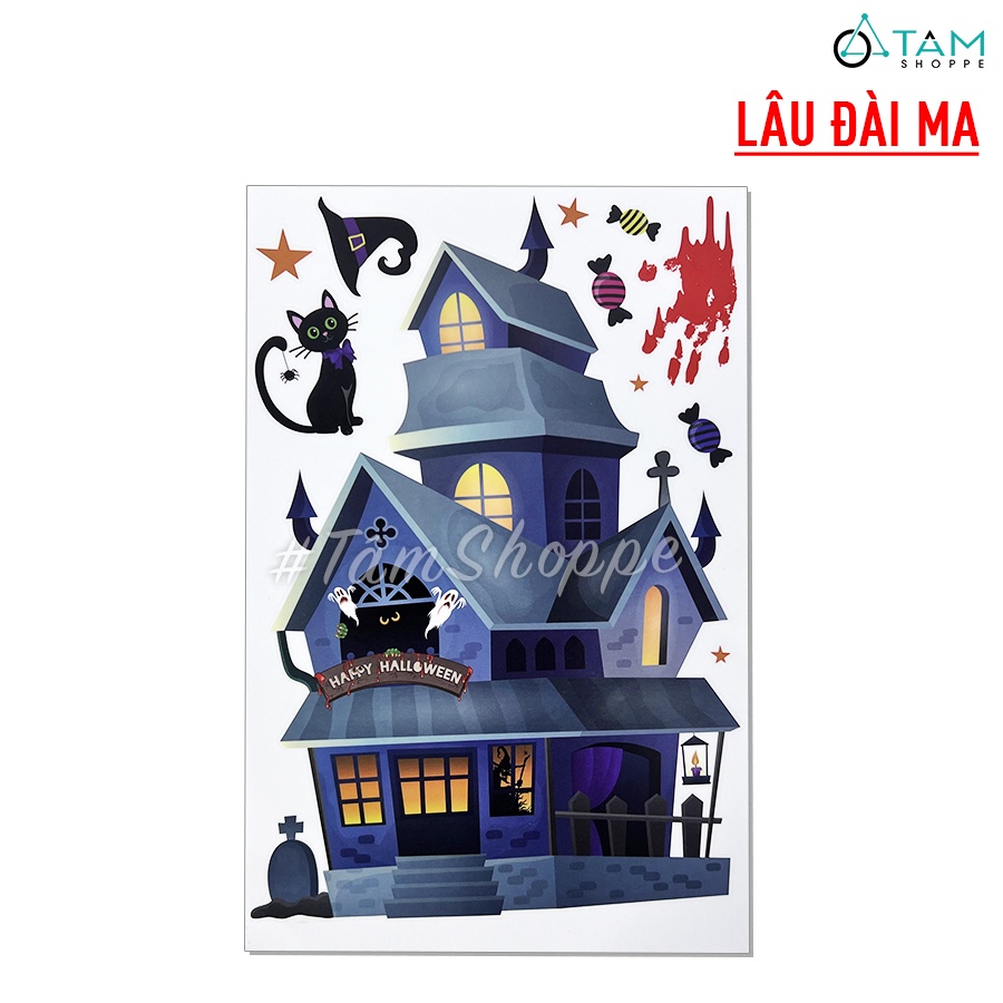 Set Decal Halloween dán kính không keo 30x20cm nhiều kiểu HLW-DECAL-05