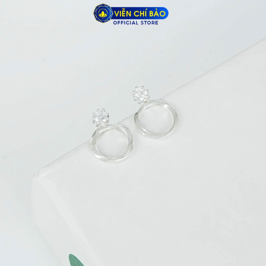 Bông tai bạc nữ tron xoắn đính đá chất liệu bạc 925 thời trang phụ kiện trang sức Viễn Chí Bảo B400770