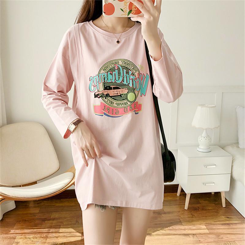 Áo Thun Tay Dài Dáng Rộng Thời Trang Xuân Thu Cho Mẹ Bầu