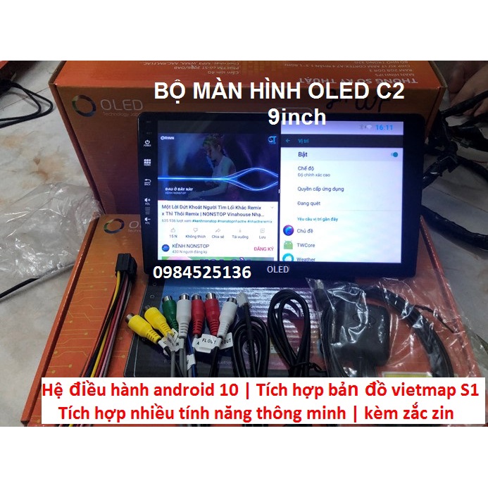 [Tặng Phần mềm VIETMAP S1] Màn hình android OLED C2 bản WIFI(2/32)tích hợp VIETMAP S1,NAVITEL,màn hình ô tô.OLED C2 2022