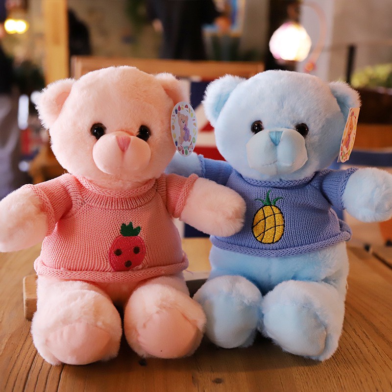 Gấu Bông Teddy Áo Len Hoa Quả Nhiều Màu 29cm Mềm Mịn - Nhập Khẩu Cao Cấp Gấu Bông City
