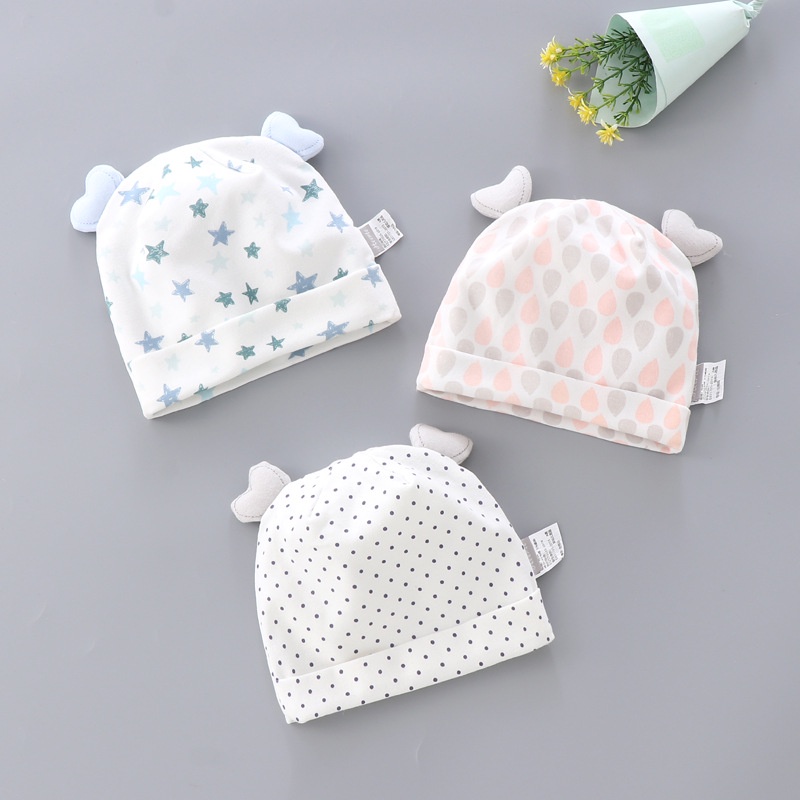Mũ Cotton Mềm Mại Bảo Vệ Tai Dễ Thương Cho Bé 0-3 Tháng Tuổi