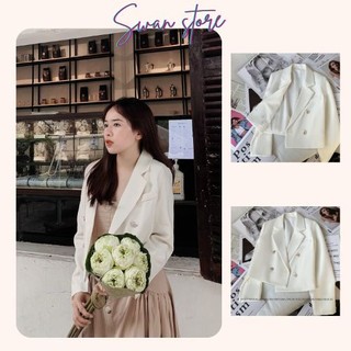 Áo khoác vest blazer nữ 2 lớp, hàn quốc, dáng dài, cao cấp