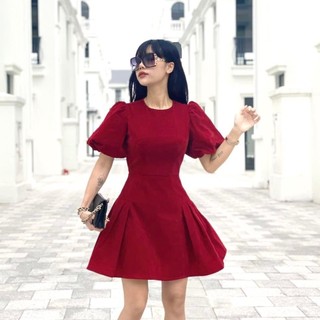 Đầm bigsize form ngắn tay phồng to xếp li thời trang thiết kế ( Thời trang Vicky G - Anitagreen ) HN1122