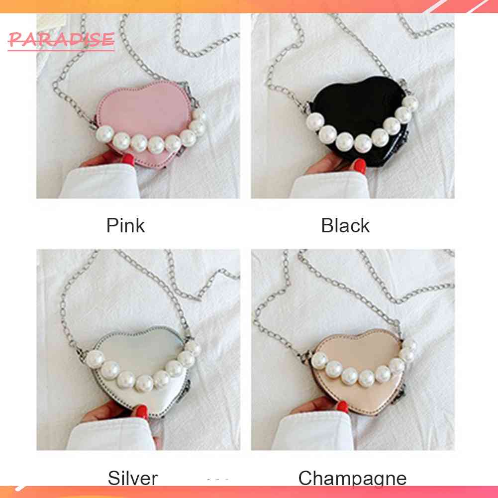 Túi Đeo Chéo Mini Hình Trái Tim Đính Ngọc Trai Thời Trang Dành Cho Nữ