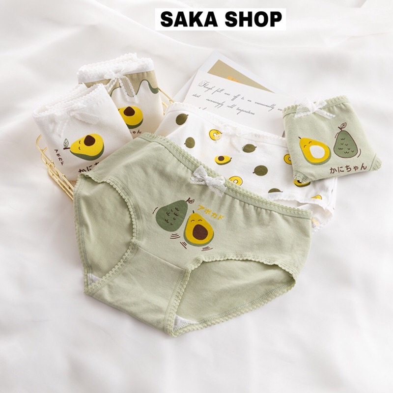 Quần lót nữ cotton hình trái bơ nhiều hoa văn