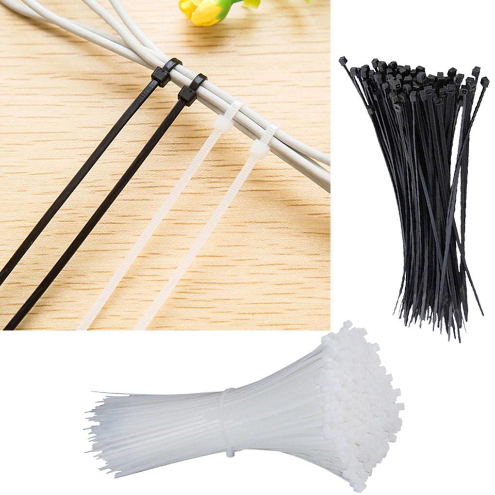 100 PCS Nylon Plastic Releasable Reusable Cable Tie Zip Wraps Ratchet Ties Wire