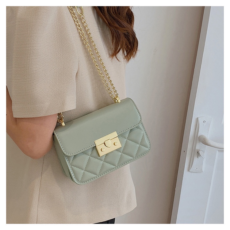 Túi xách đeo chéo khuy bấm MM Bags túi nữ dây xích phối da hoạ tiết ô trám DCE71