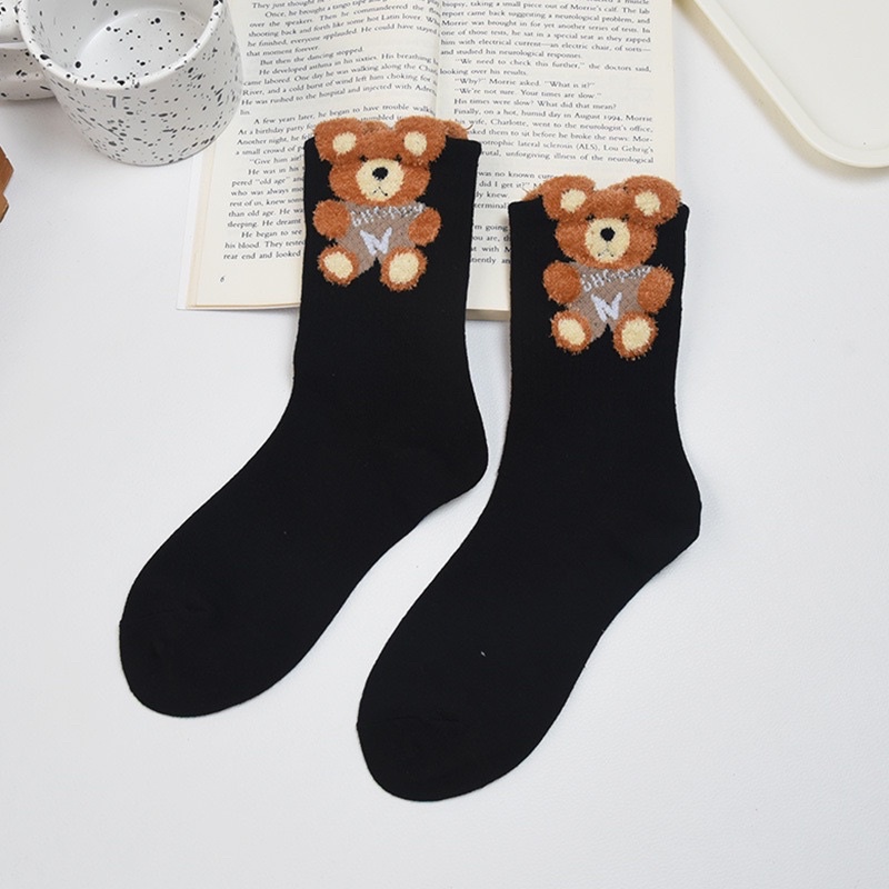 Vớ tất len cổ cao họa tiết hoa gấu trái tim vintage cực ấn tượng - Tất nữ đẹp độc rẻ