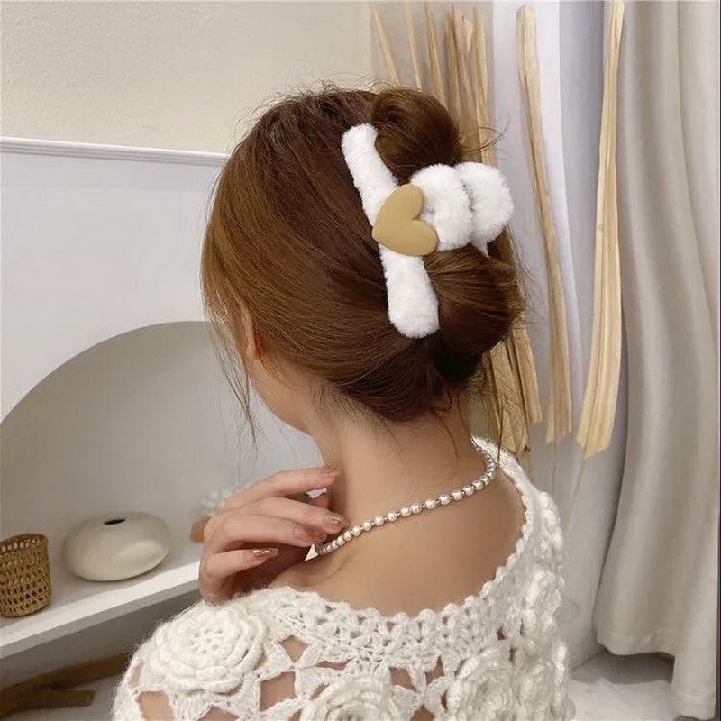 Kẹp Tóc Càng Cua Đính Lông Giả Thời Trang Thu Đông Hàn Quốc Cho Nữ