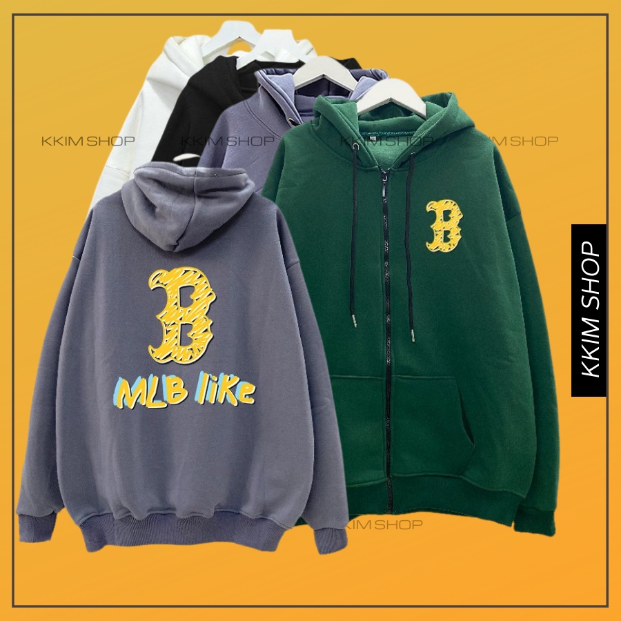 Áo Nỉ HOODIE Dây Kéo NY BOSTON form rộng oversize, Áo hoodies ZIP MLP XANH LÁ unisex nam nữ chất liệu Nỉ bông cao cấp