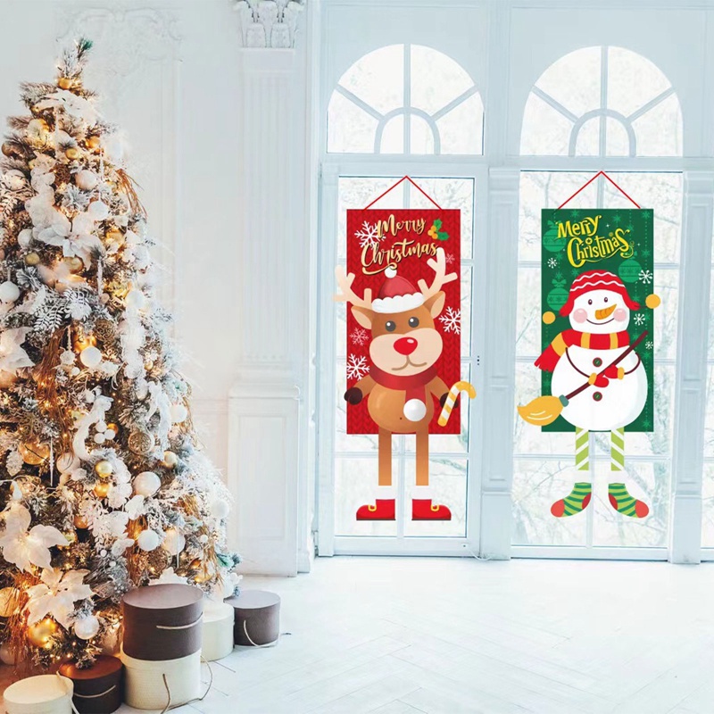 Unnyt Christmas flags Christmas atmosphere layout door hanging decorations Christmas flags bunting Christmas decorations