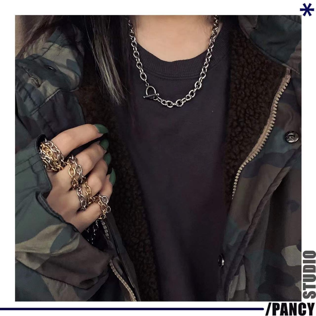 Vòng Cổ Chuỗi Xích Dày Khoét Lỗ Đơn Giản Phong Cách Hip Hop Đường Phố Mới Cho Cặp Đôi