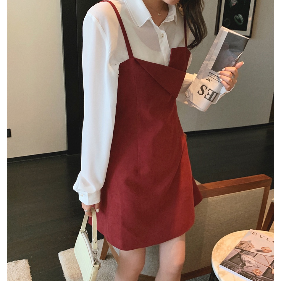 Đầm Hai Dây Màu Trơn Thiết Kế Lệch Tà Thời Trang Cá Tính Cho Nữ