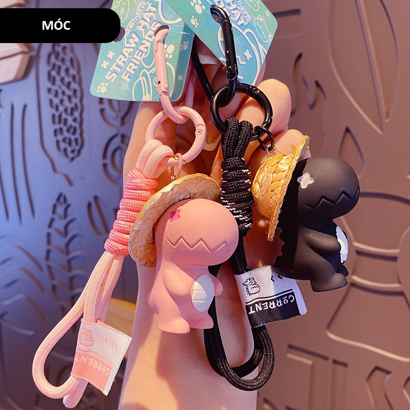 Móc khóa Khủng long đội nón lá đáng yêu