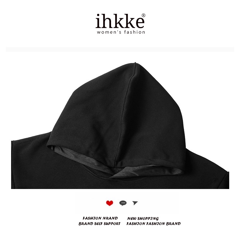 ihkke Áo Khoác Có Mũ Trùm Vai Màu Mơ Sữa Chính Hãng Thiết Kế Mới Mùa Thu / Đông Dành Cho Cặp Đôi