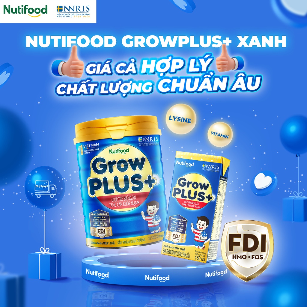 Sữa bột Nutifood GrowPLUS+ Xanh
