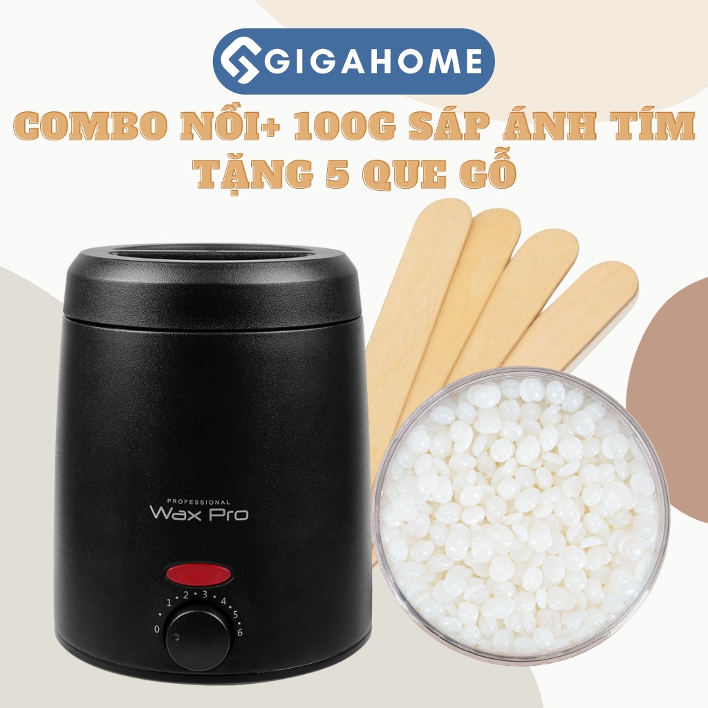 Combo Nồi Nấu Sáp Chống Dính 200Ml + 100Gram Sáp Premium Tặng 5 Que Gỗ Gigahome 1013