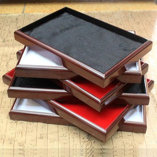 Khay trưng bày trang sức Sơn phun cao cấp Khay trưng bày gỗ Flannel Đáy trang sức Khay trưng bày điện thoại di động Kính hiển thị