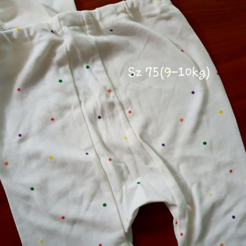 9-10kg Bộ dài tay cotton trắng chấm bi Agabang xuất Hàn dư xịn cho bé trai bé gái