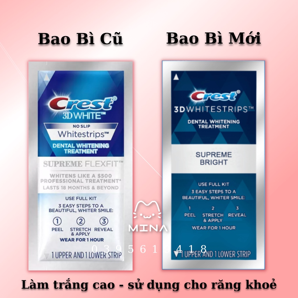 Miếng dán trắng răng Crest 3D White Supreme Bright - Độ làm trắng răng cao dành cho răng chắc khoẻ