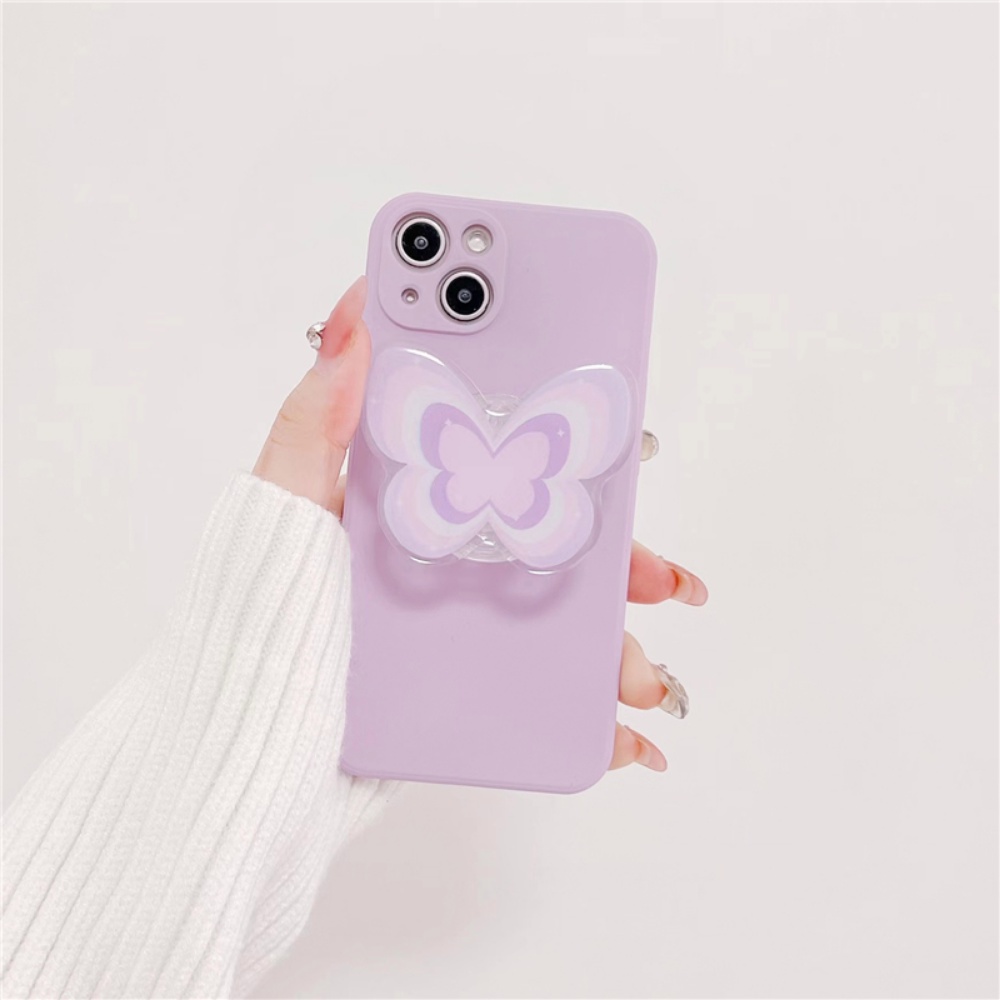 Ốp Điện Thoại TPU Mềm Chống Sốc Họa Tiết Bướm / Trái Tim Màu Gradient Có Giá Đỡ Xoay Cho IPhone 11 7Plus 13 12 11 Pro Max