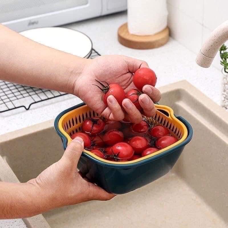 Rổ đựng chữ nhật 6 món kèm chậu đa năng. hoả tốc