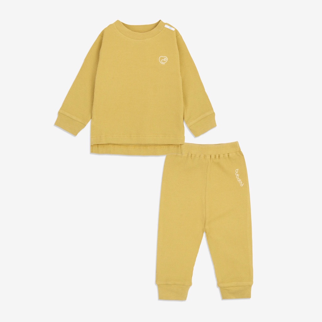 Bộ dài tay cổ tròn bamboo waffle Bu baby cho bé 6 tháng đến 4 tuổi