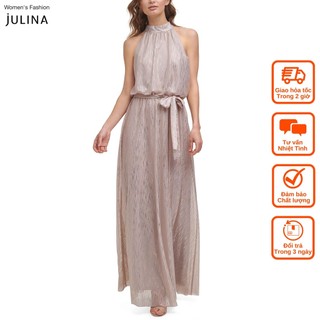 Đầm maxi cổ yếm lụa kim sa sang trọng Chiffon Gown jf139