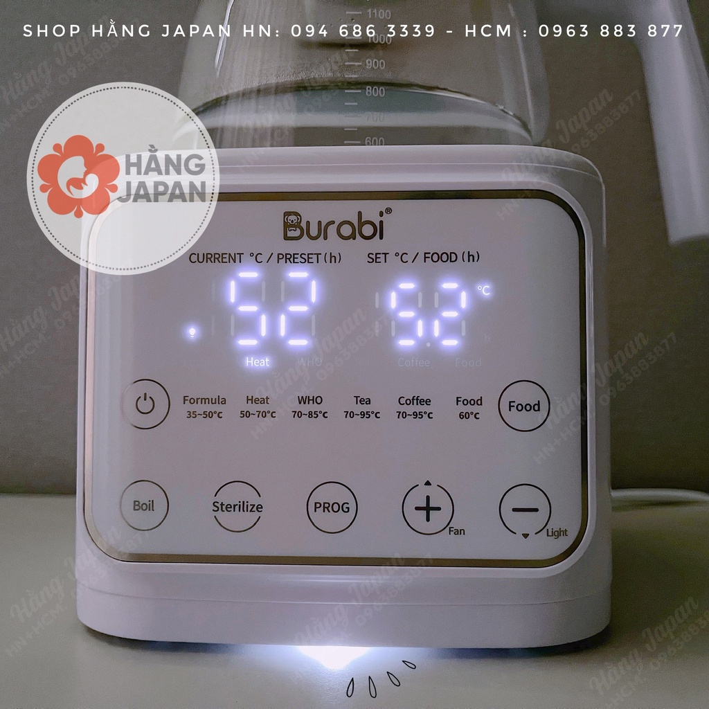 Ấm đun nước BURABI đa chức năng đun sôi, giữ ấm, làm nóng - Bảo hành chính hãng 1 năm