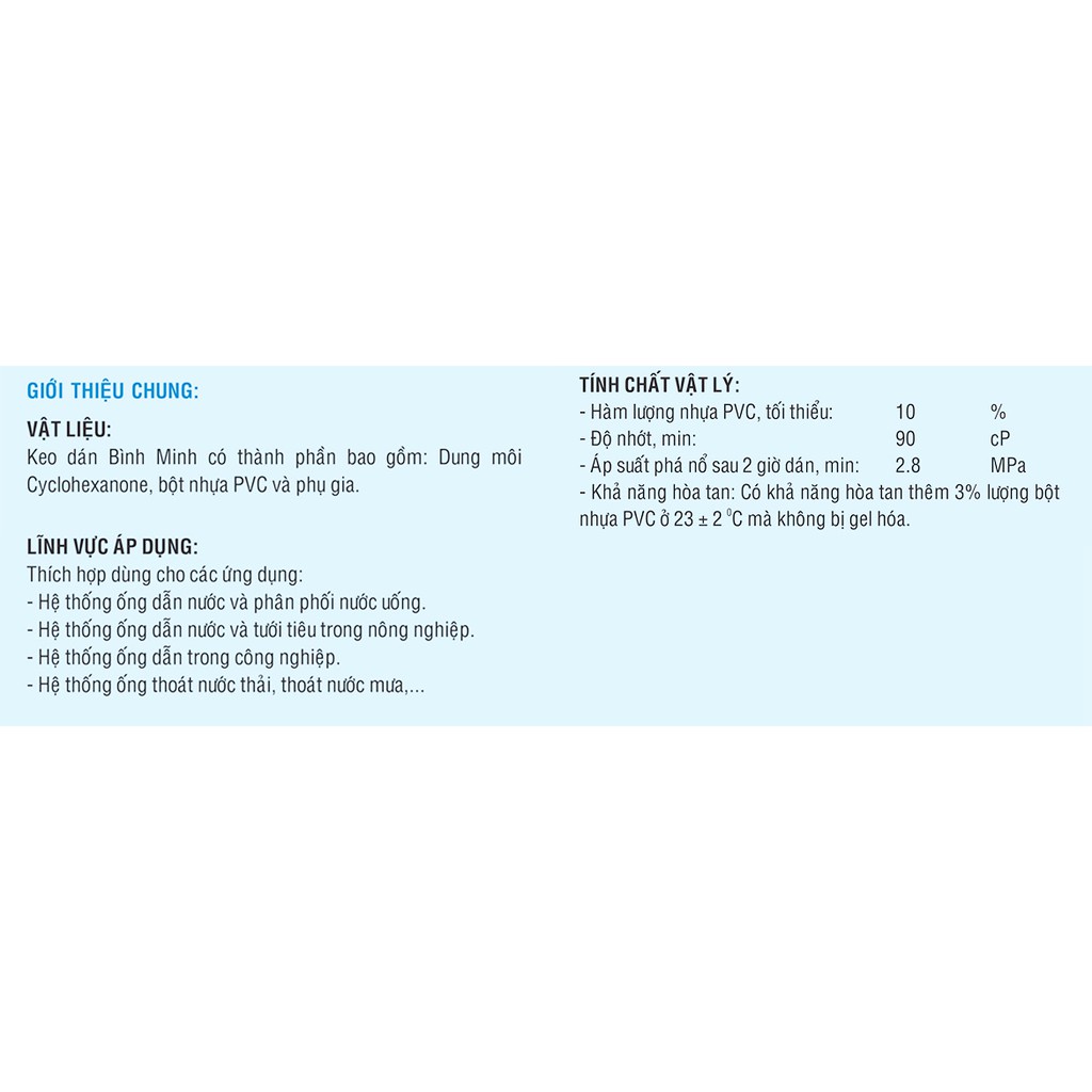 Keo Bình Minh 25g, 50g, 100g Dán Ống PVC