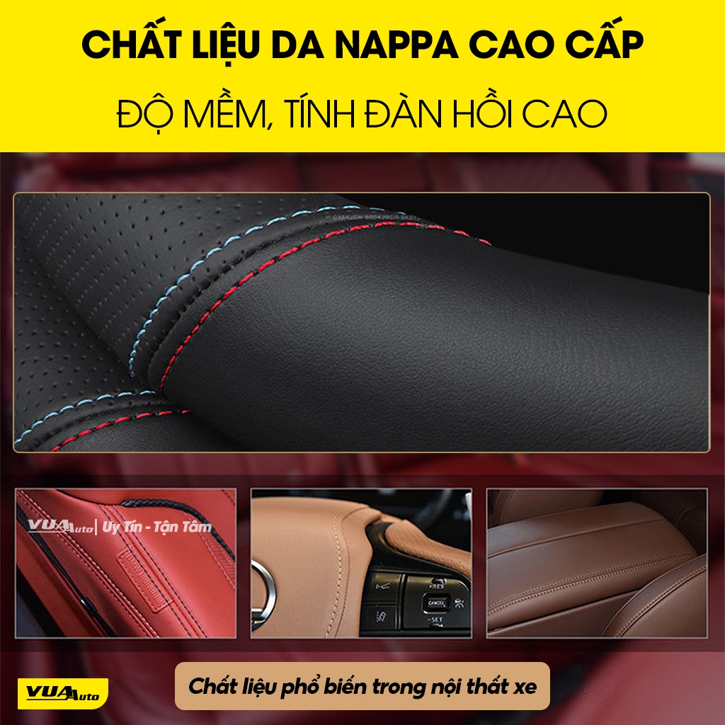 Bọc vô lăng ô tô da Nappa VuaAuto cao cấp sang trọng thoáng khí cầm chắc tay thiết kế phù hợp với các loại xe
