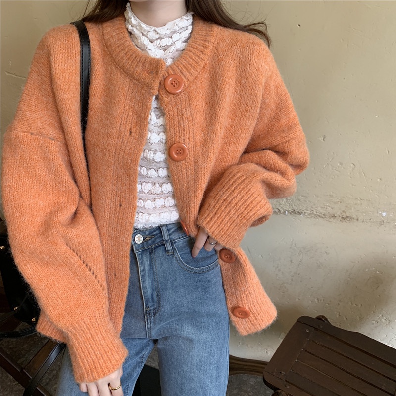 Áo Khoác Len Sáp Mềm Ngắn Dáng Rộng Thời Trang Thu Đông Hàn Quốc Cho Nữ