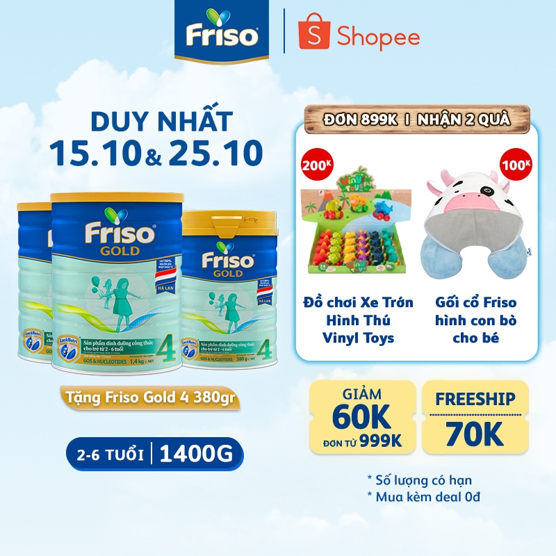 Combo 2 Sữa Bột Friso Gold 4 1400g