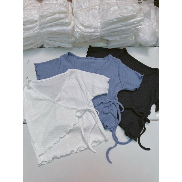 Áo nữ Croptop kiểu Đắp Chéo Cột Eo - áo thun thu hè A35